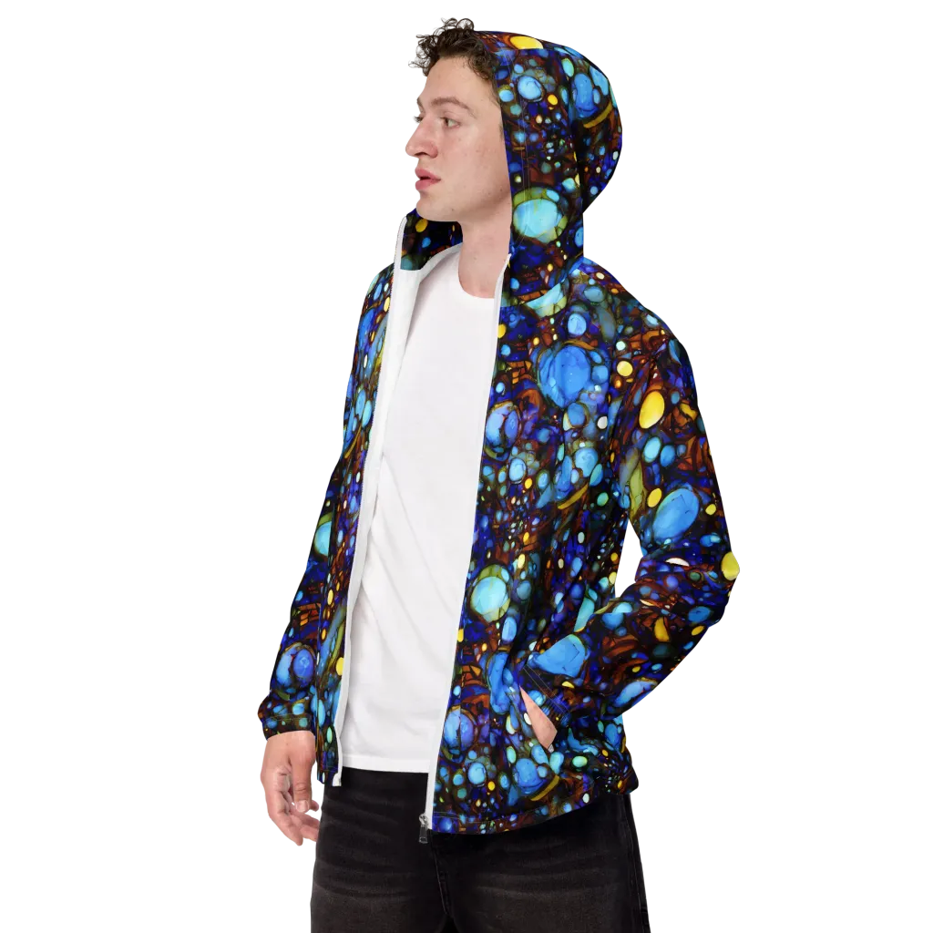 Blue Fireworks on Men's Windbreaker — Left Front