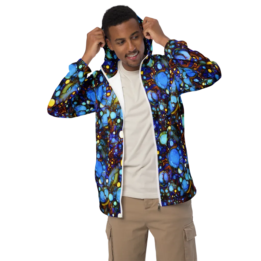 Blue Fireworks on Men's Windbreaker — Front