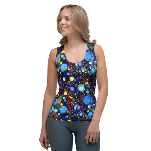 Blue Fireworks on a Women's Tank Top
