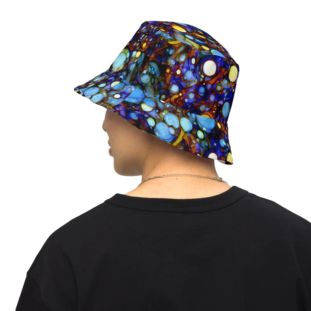 Blue Fireworks on Reversible Bucket Hat — Back Inside