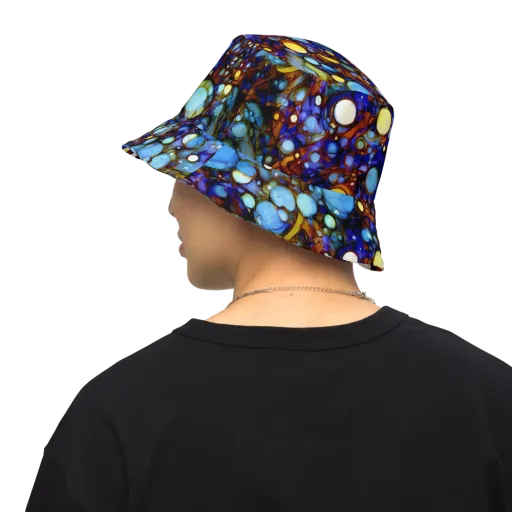 Blue Fireworks on a Reversible Bucket Hat