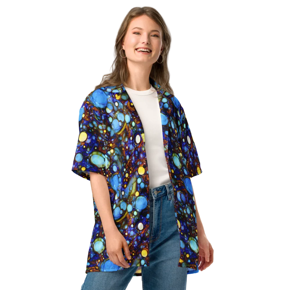 Blue Fireworks on Button Shirt — Front
