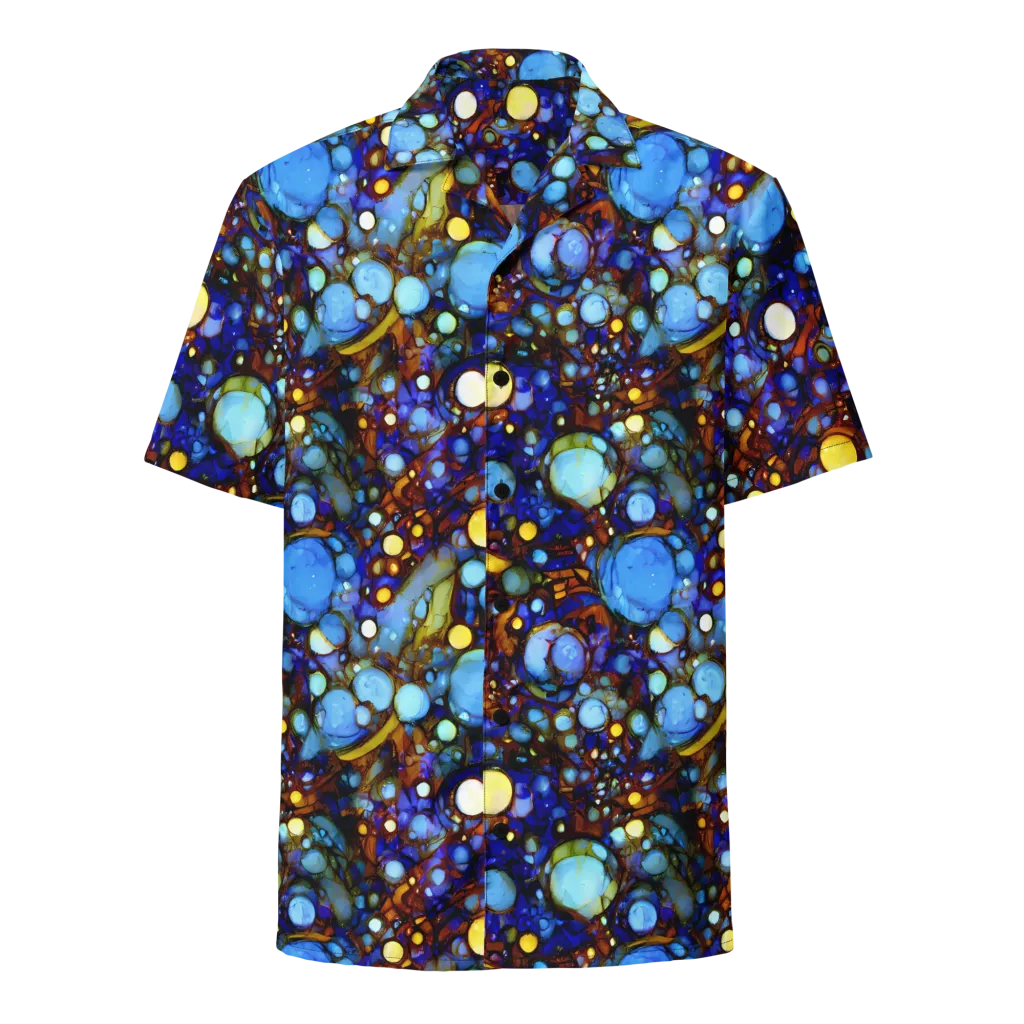 Blue Fireworks on Button Shirt — Front