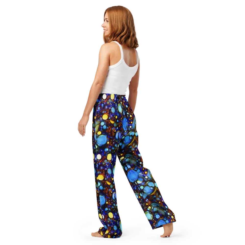 Blue Fireworks on Women's Pajama Pants — Back