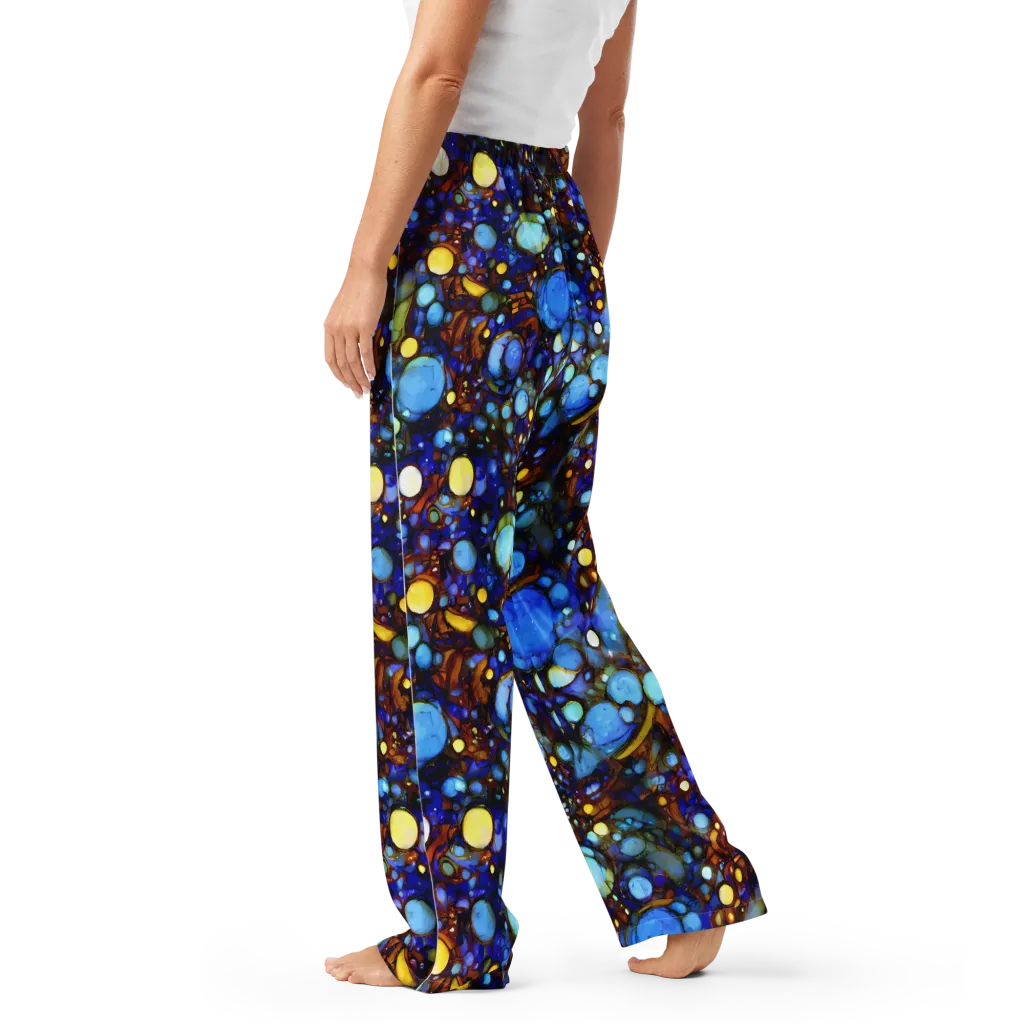 Blue Fireworks on Women's Pajama Pants — Left