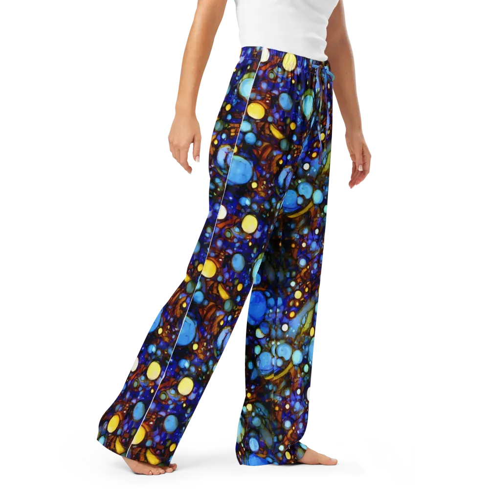 Blue Fireworks on Women's Pajama Pants — Right Front