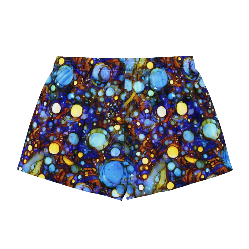 Blue Fireworks on Women's Pajama Shorts — Back