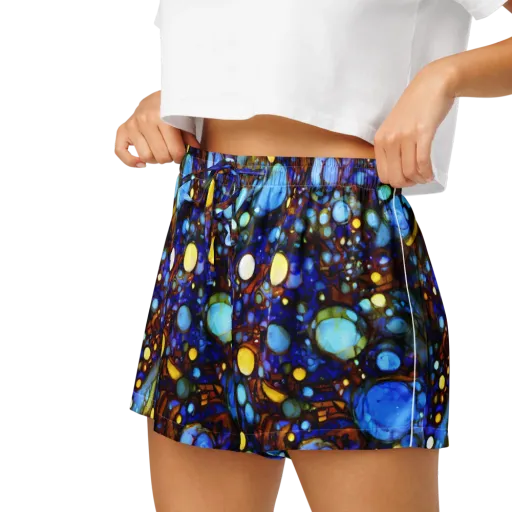 Blue Fireworks on a Women's Pajama Shorts