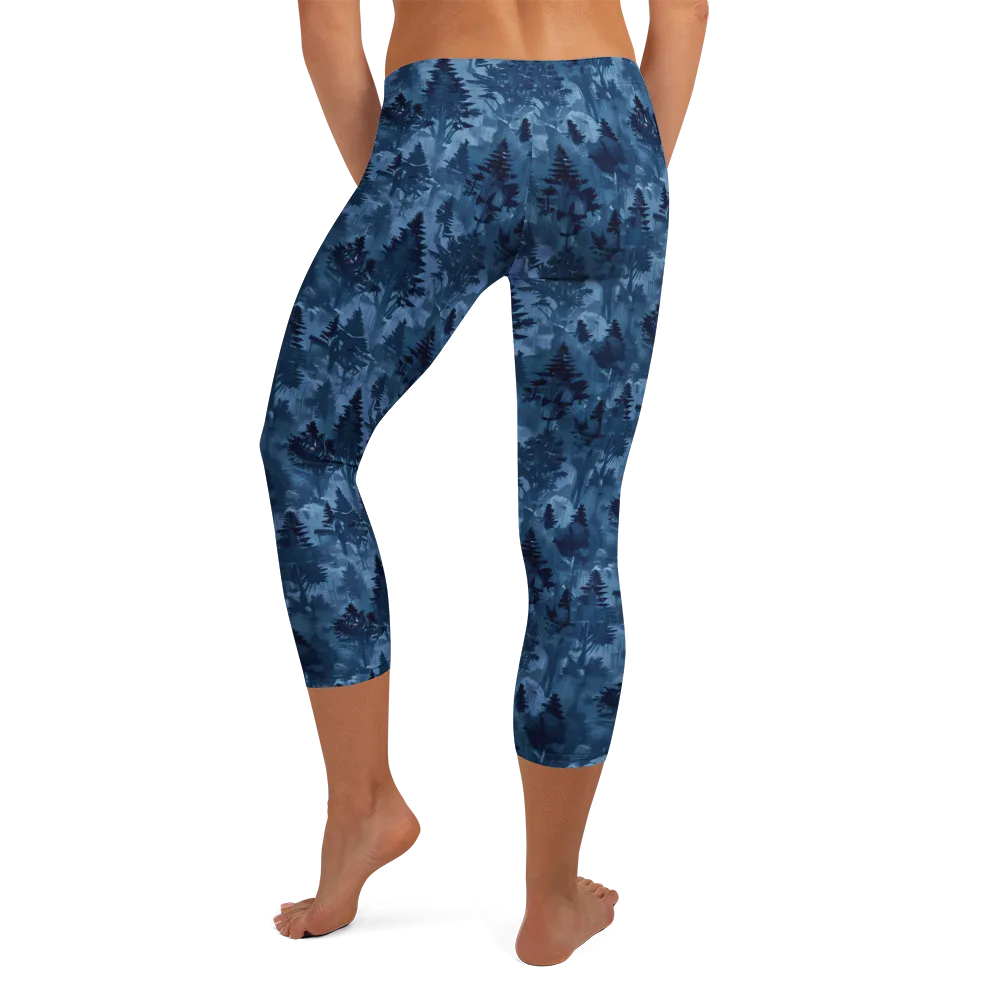 Midnight Timber on Capri Leggings — Back