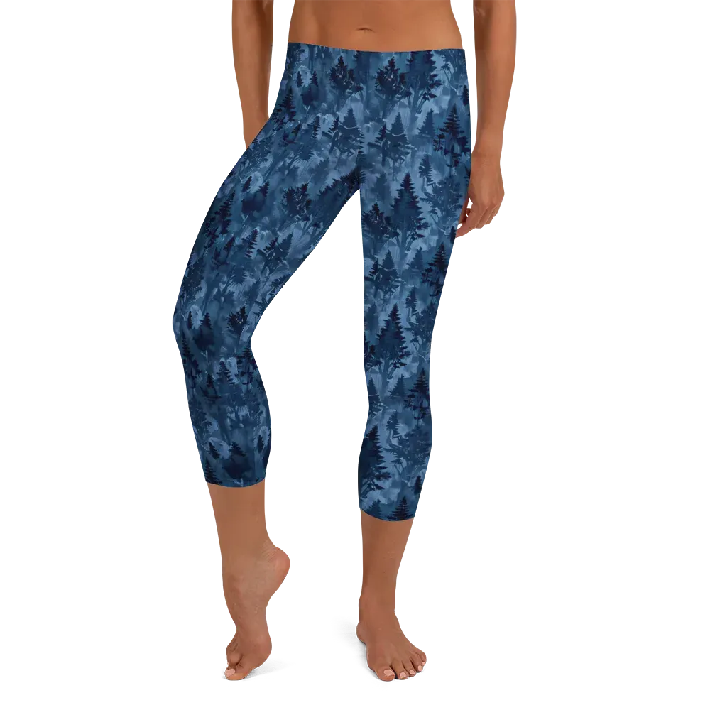 Midnight Timber on Capri Leggings — Front