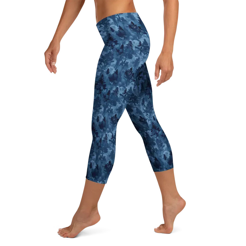 Midnight Timber on Capri Leggings — Left