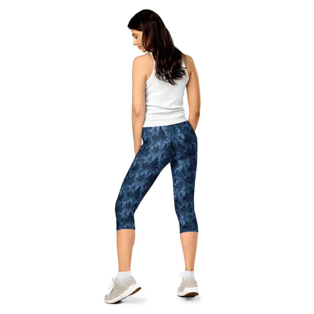 Midnight Timber on Capri Leggings — Back