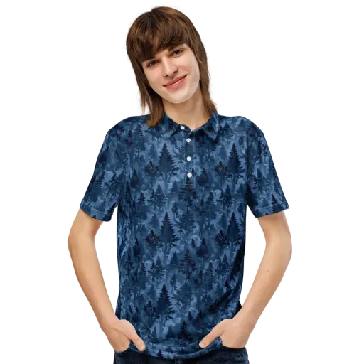 Midnight Timber on a Men's Slim Fit Polo Shirt