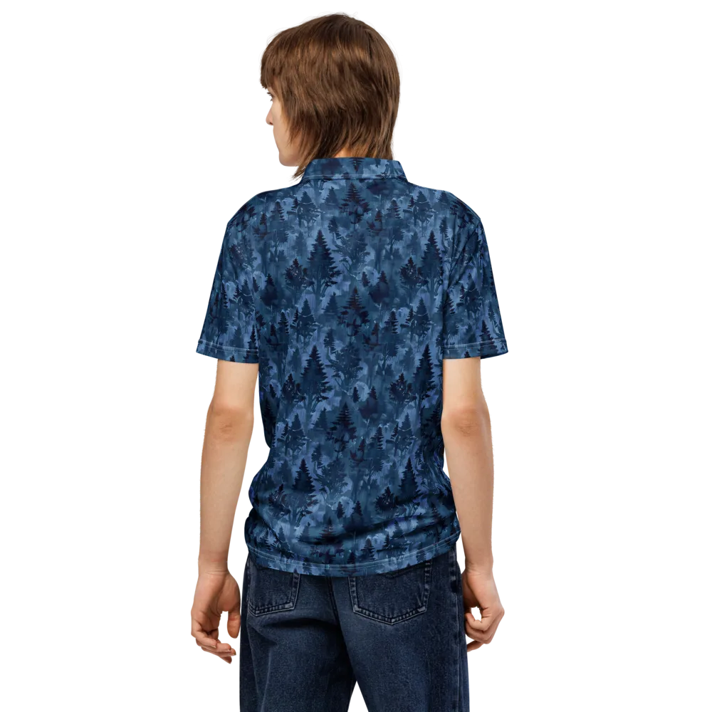 Midnight Timber on Men's Slim Fit Polo Shirt — Back
