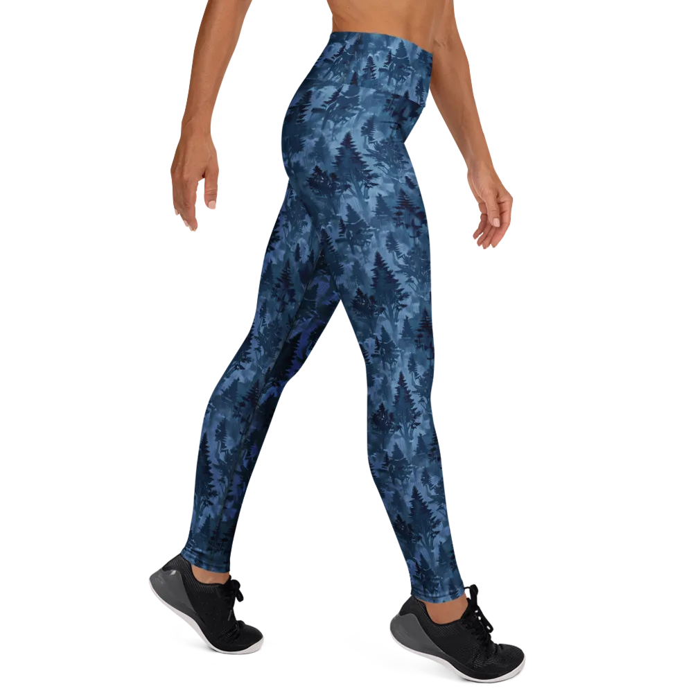 Midnight Timber on Yoga Leggings — Right