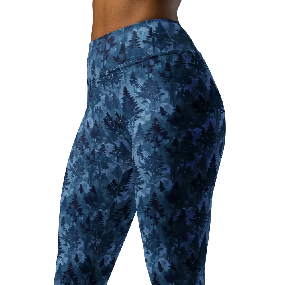 Midnight Timber on Yoga Leggings — Left Front