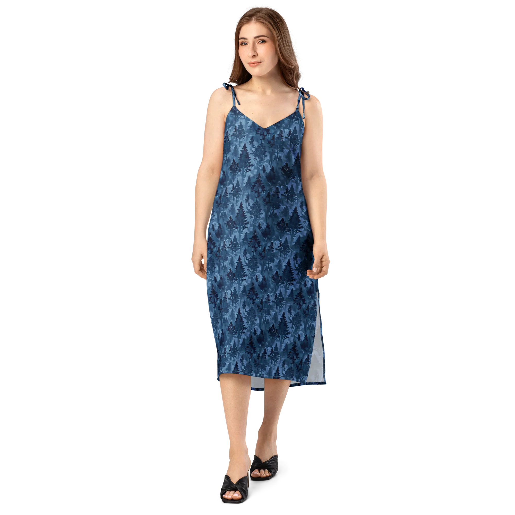 Midnight Timber on Slip Dress — Front