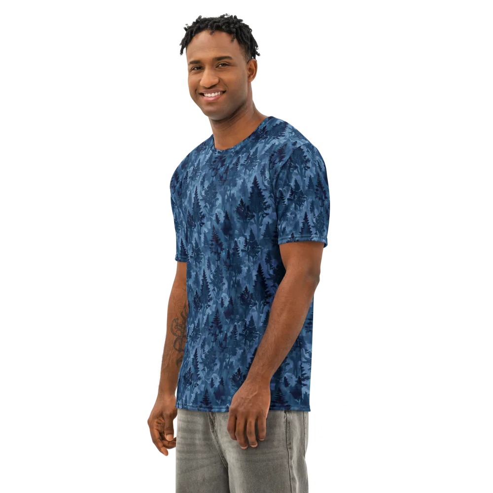 Midnight Timber on Men's Cotton Crew Neck T-Shirt — Left Front