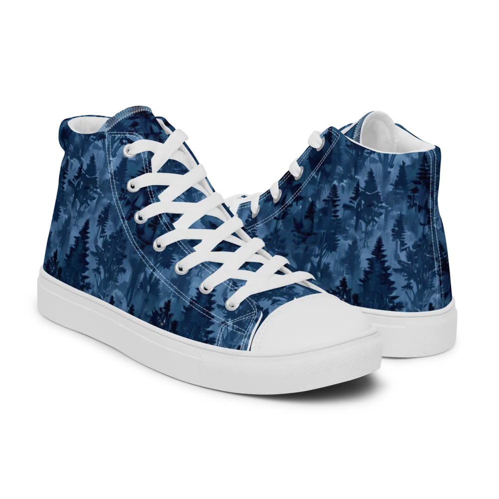 Midnight Timber on Men's High Top Canvas Shoes — Right