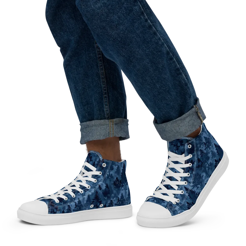 Midnight Timber on Men's High Top Canvas Shoes — Left