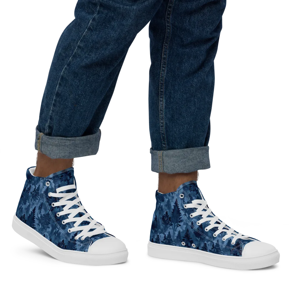 Midnight Timber on Men's High Top Canvas Shoes — Right