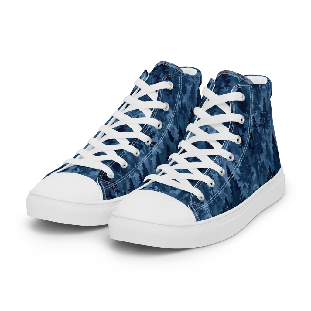 Midnight Timber on Women's High Top Canvas Shoes — Left Front