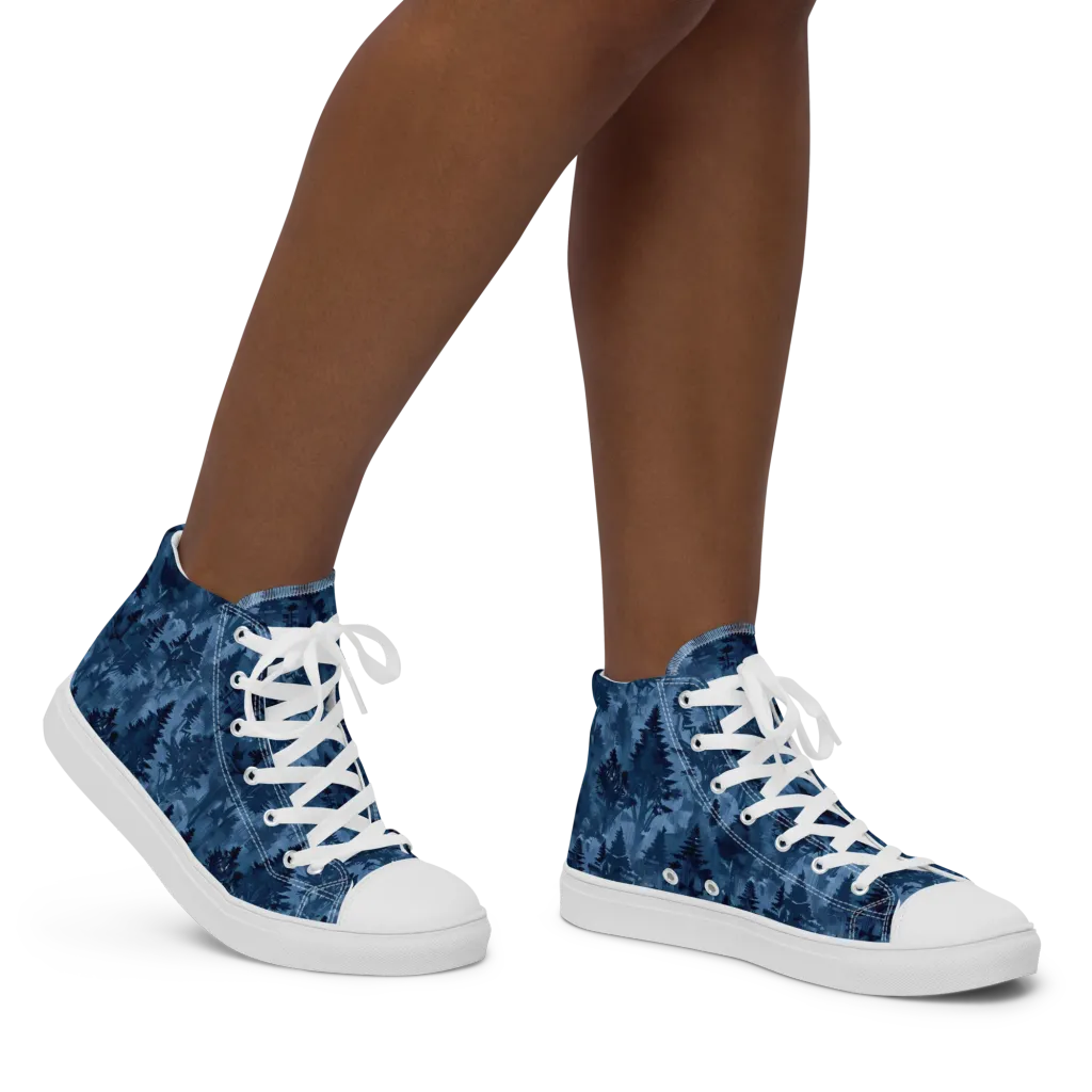 Midnight Timber on Women's High Top Canvas Shoes — Right