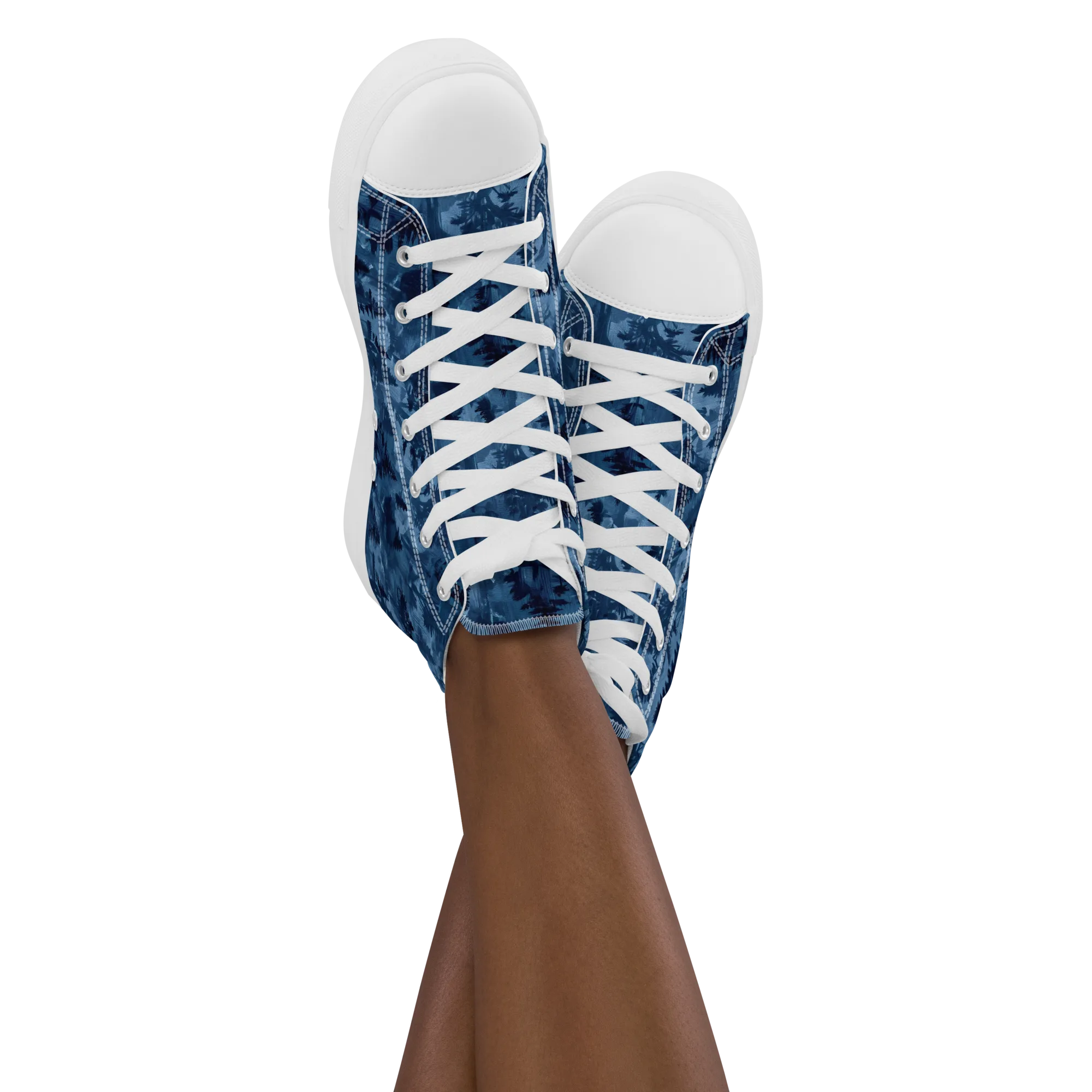 Midnight Timber on Women's High Top Canvas Shoes — Front