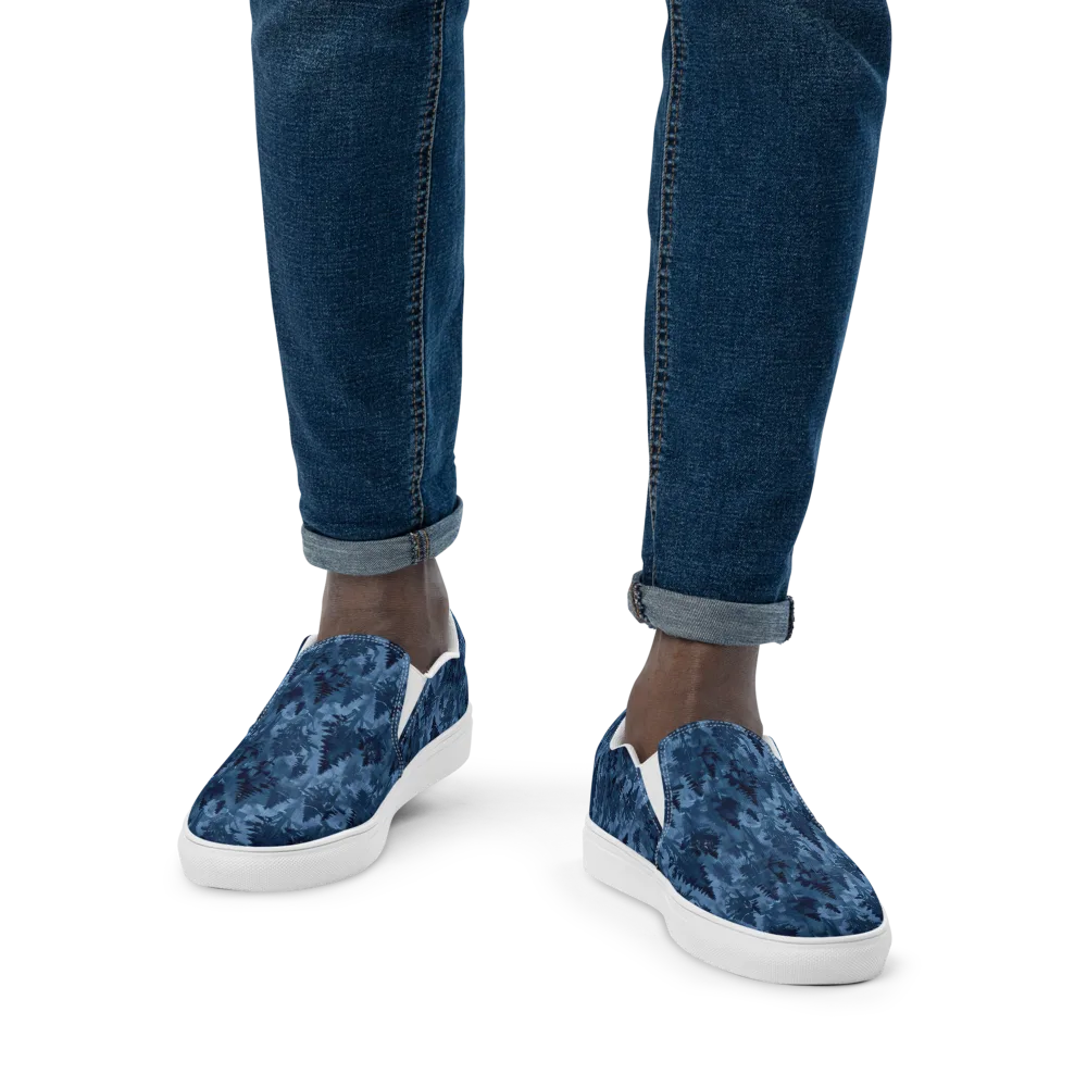 Midnight Timber on Men's Slip-On Canvas Shoes — Front