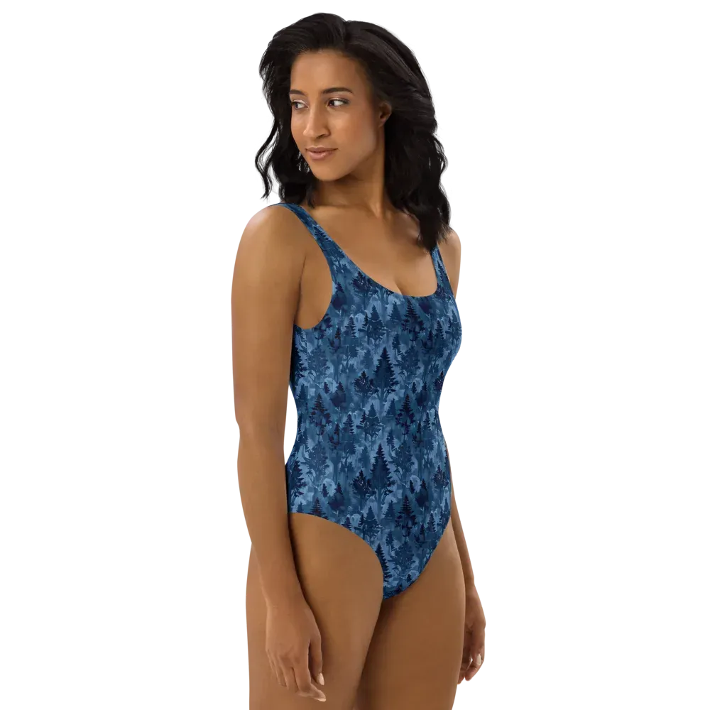 Midnight Timber on One-Piece Swimsuit — Right
