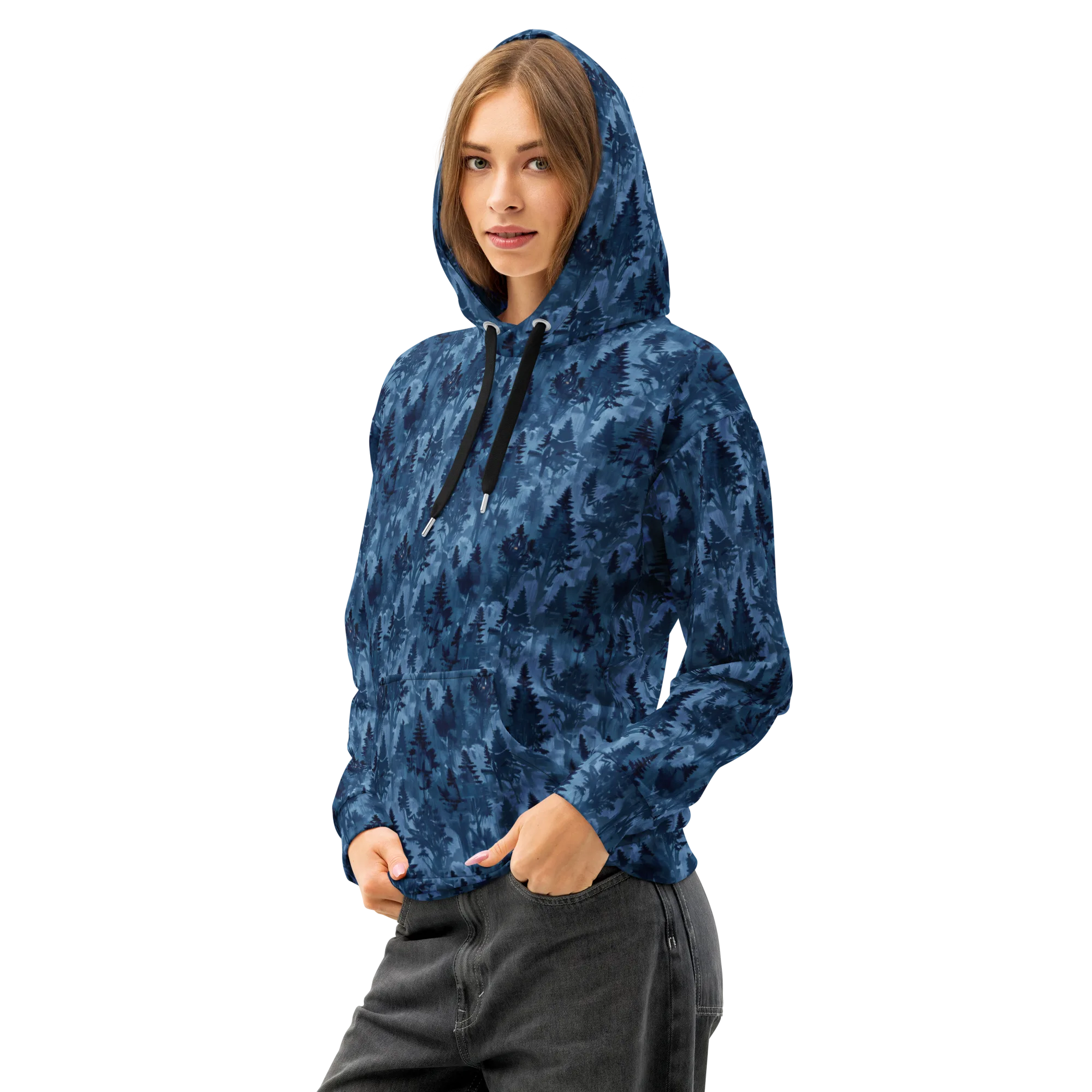 Midnight Timber on Cotton Hoodie — Left Front