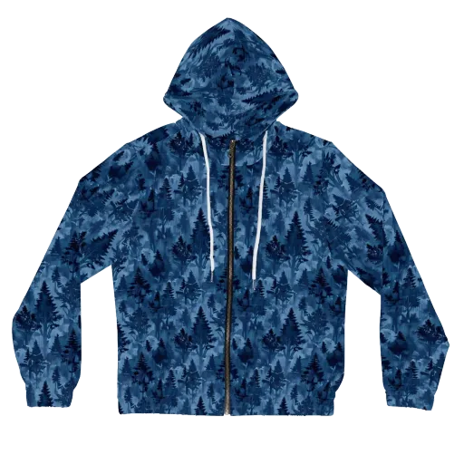 Midnight Timber on a Women's Full-Zip Hoodie