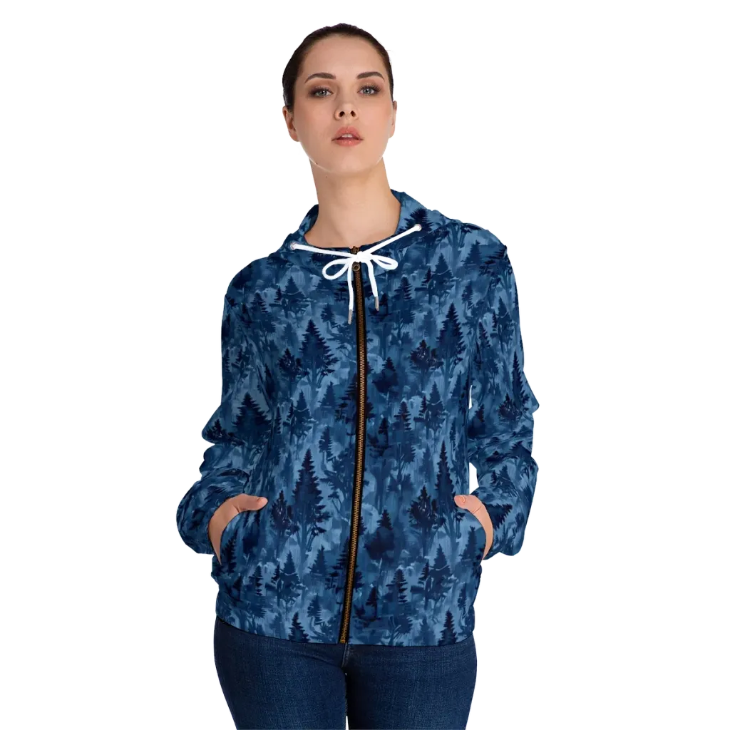 Midnight Timber on Women's Full-Zip Hoodie — Front On Person