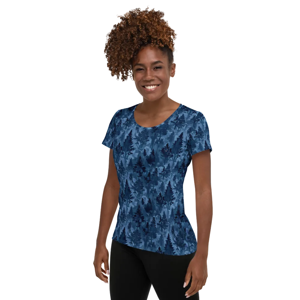 Midnight Timber on Women's Athletic T-Shirt — Left