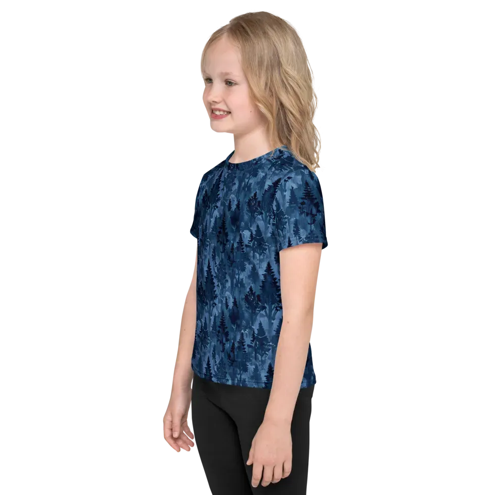 Midnight Timber on Kids Crew Neck T-Shirt — Left