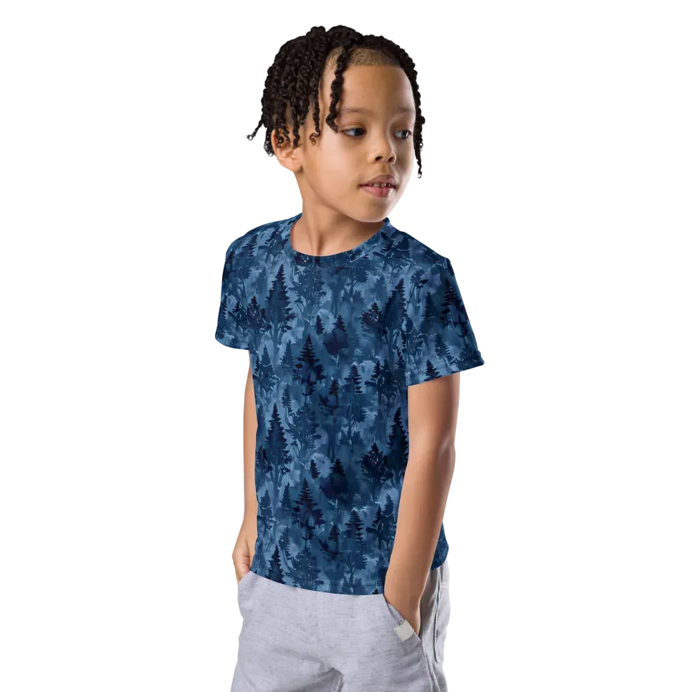 Midnight Timber on Kids Crew Neck T-Shirt — Left Front