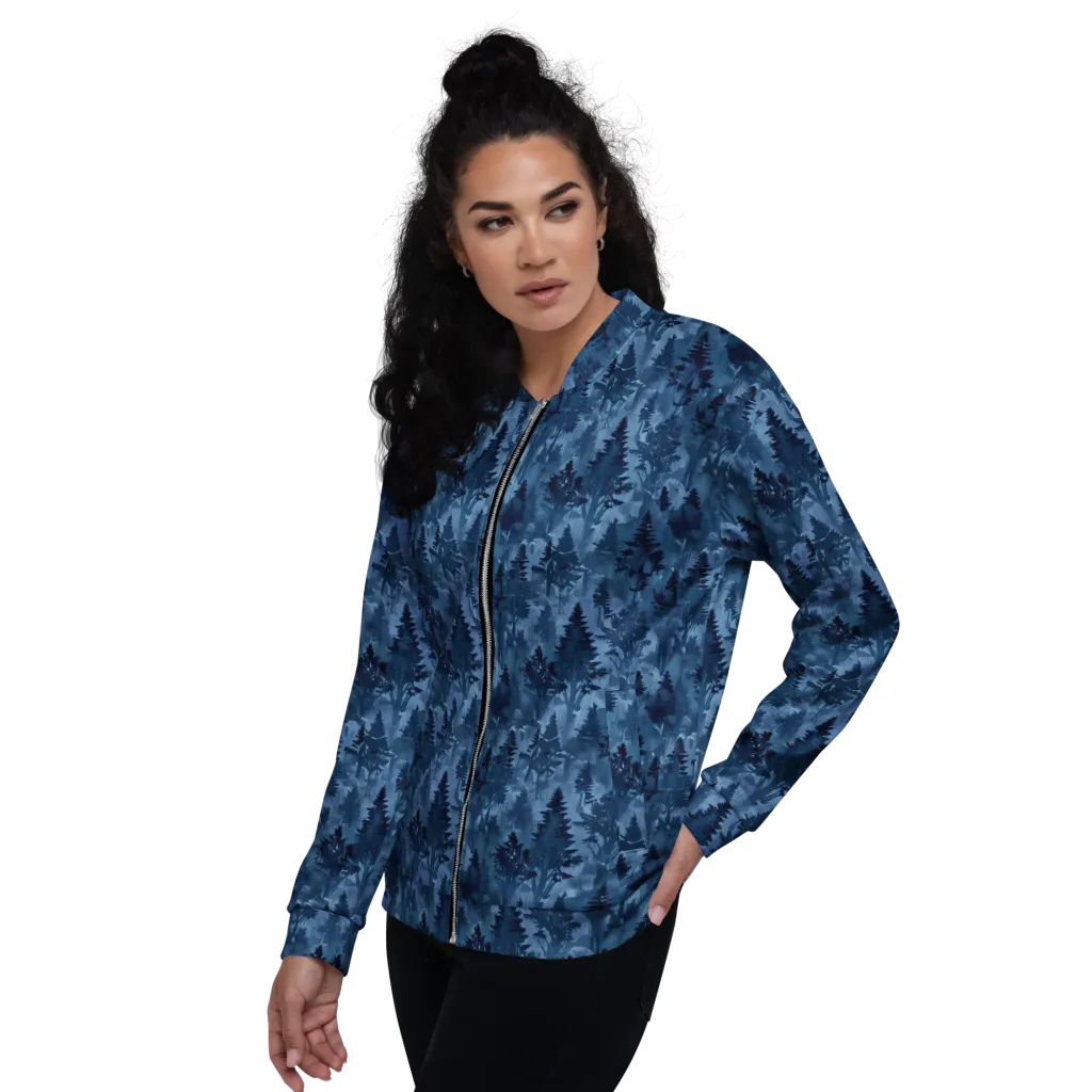Midnight Timber on Bomber Jacket — Left