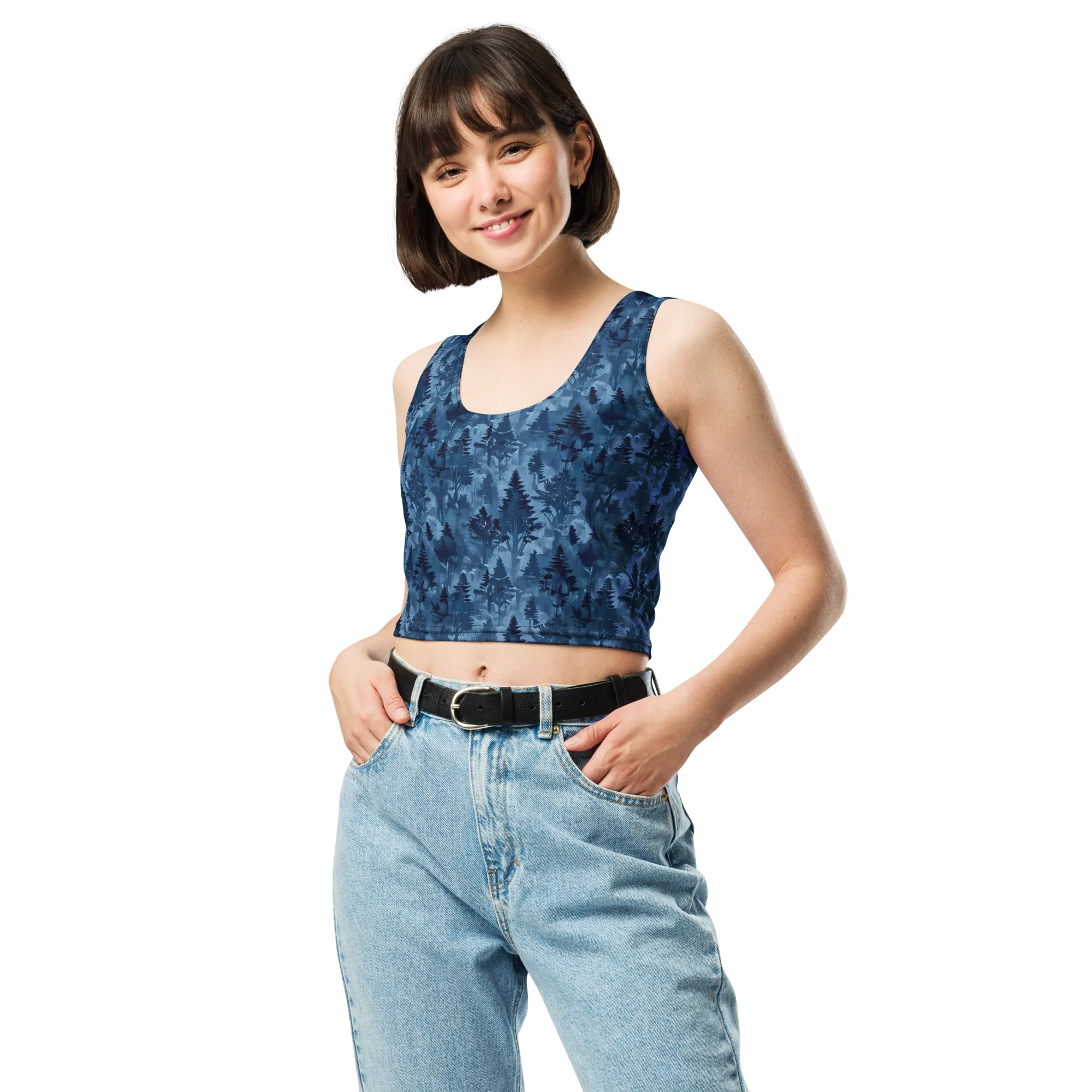 Midnight Timber on Crop Top — Front
