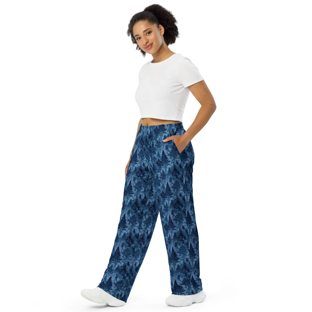 Midnight Timber on Wide-Leg Pants — Left Front