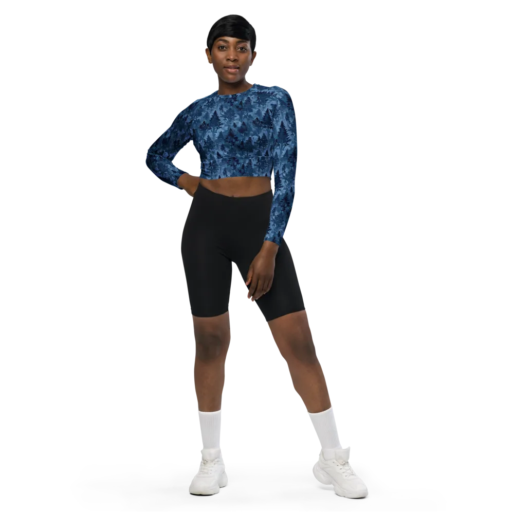 Midnight Timber on Long Sleeve Crop Top — Front