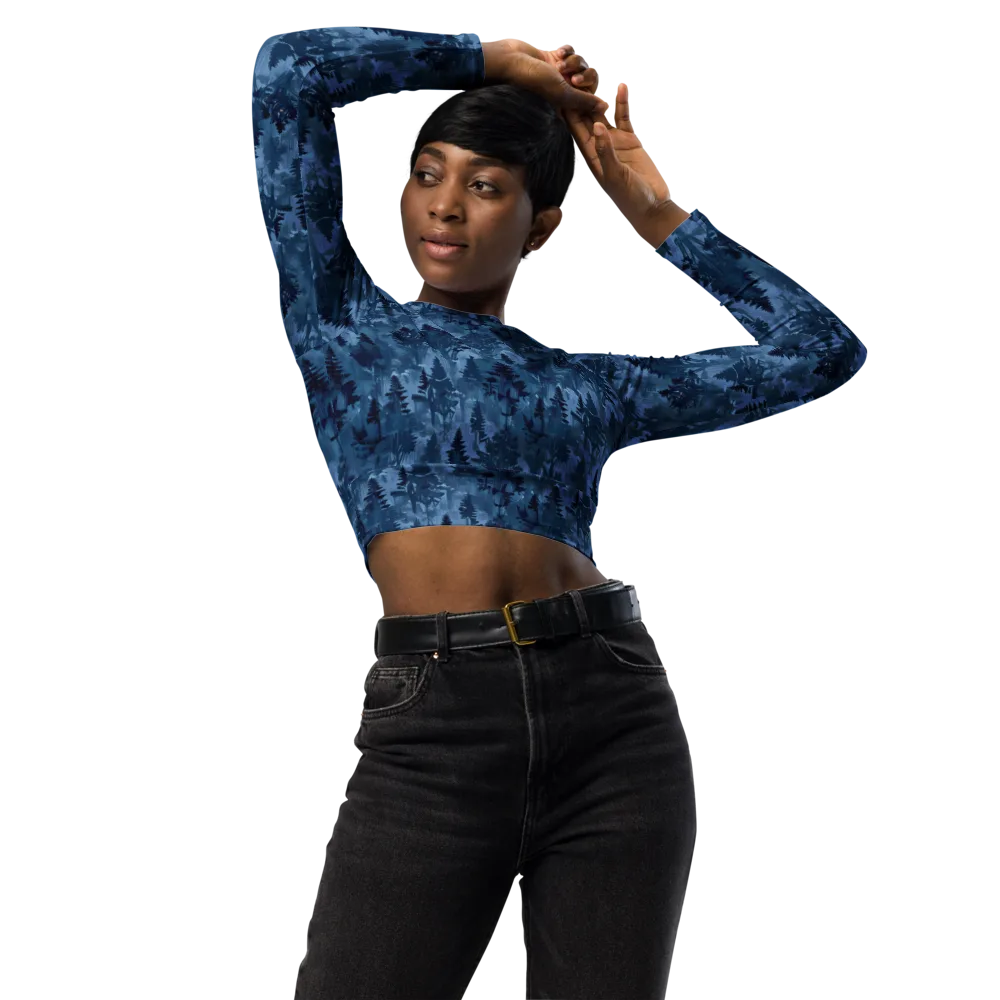 Midnight Timber on Long Sleeve Crop Top — Front