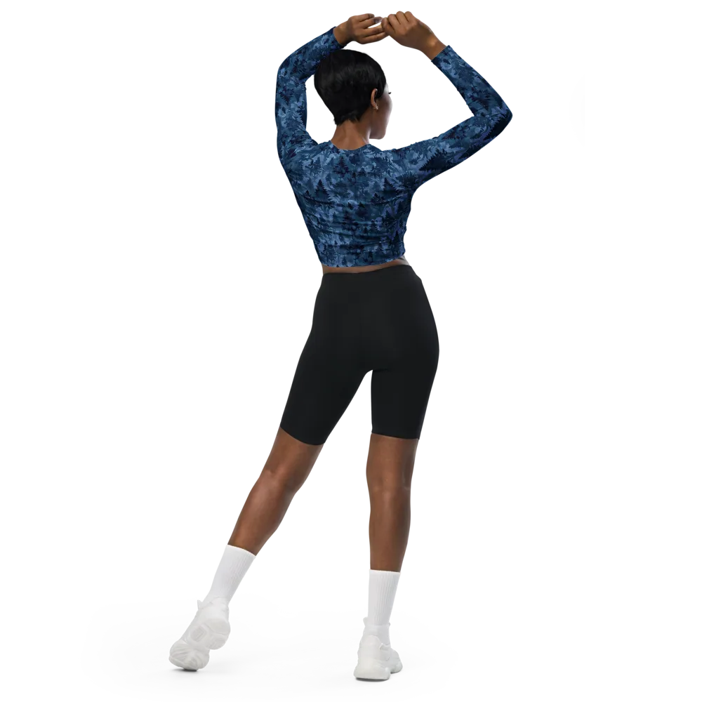 Midnight Timber on Long Sleeve Crop Top — Back