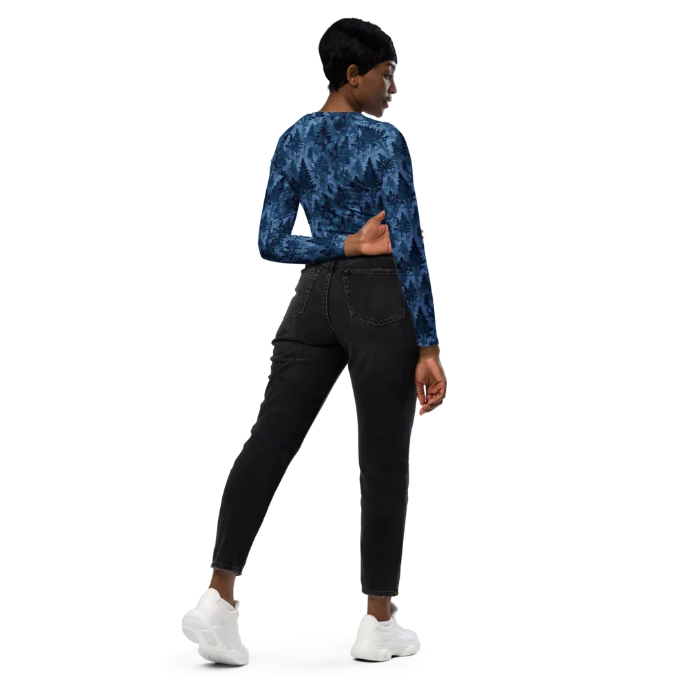 Midnight Timber on Long Sleeve Crop Top — Right Back