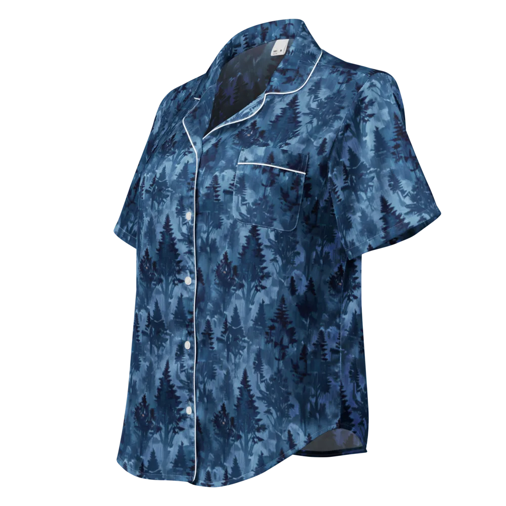 Midnight Timber on Women's Short Sleeve Pajama Top — Left Front