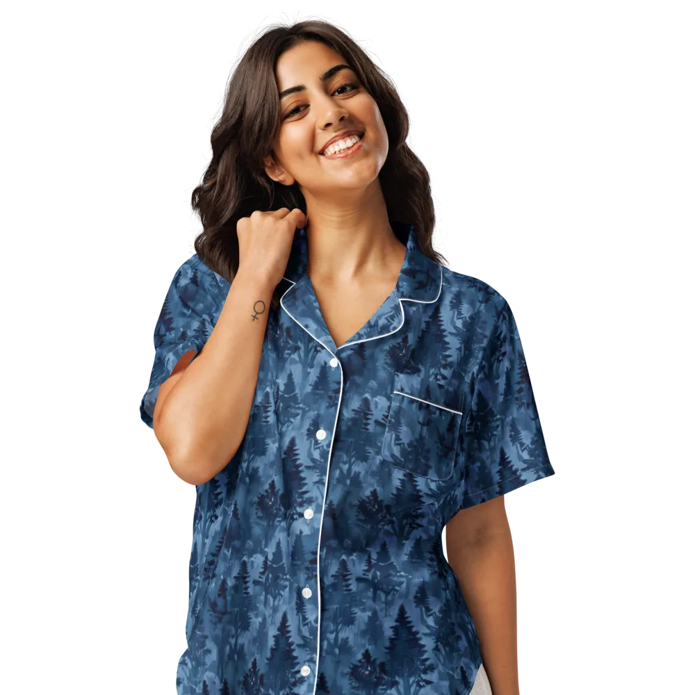 Midnight Timber on Women's Short Sleeve Pajama Top — Front