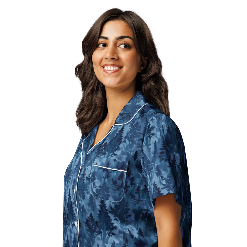 Midnight Timber on Women's Short Sleeve Pajama Top — Left Front