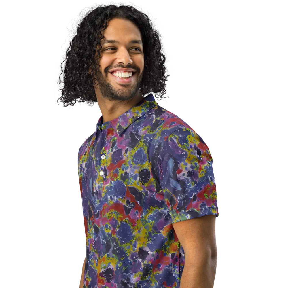 Purple Frequency on Men's Slim Fit Polo Shirt — Left Front