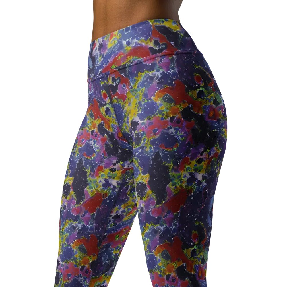 Purple Frequency on Yoga Leggings — Left Front