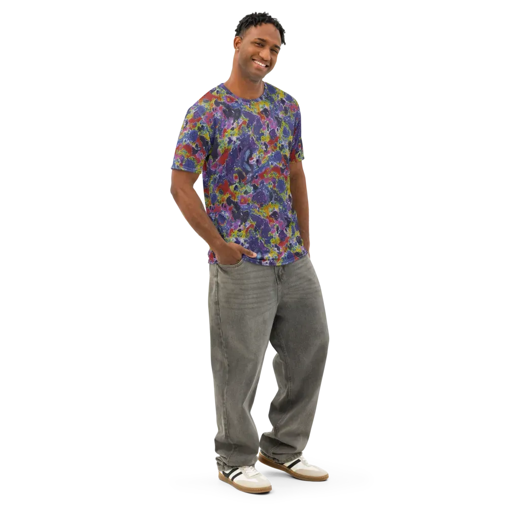 Purple Frequency on Men's Cotton Crew Neck T-Shirt — Right Front