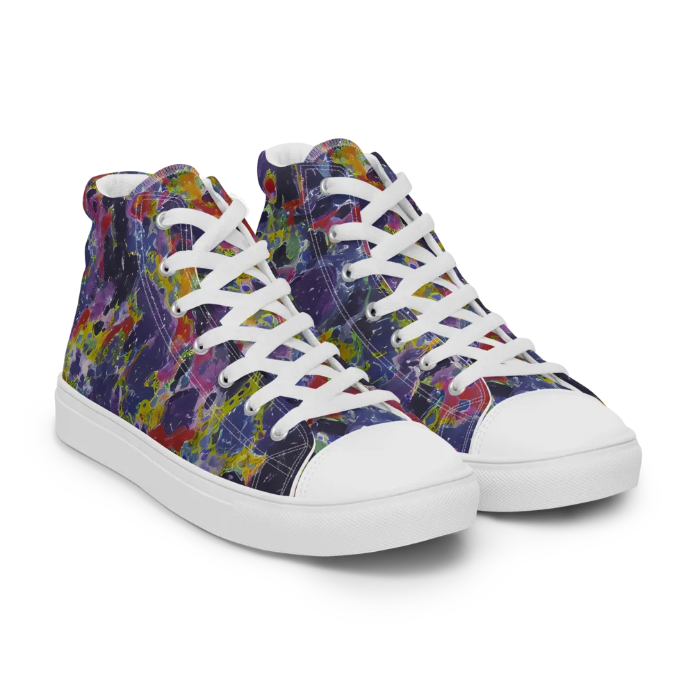 Purple Frequency on Men's High Top Canvas Shoes — Right Front